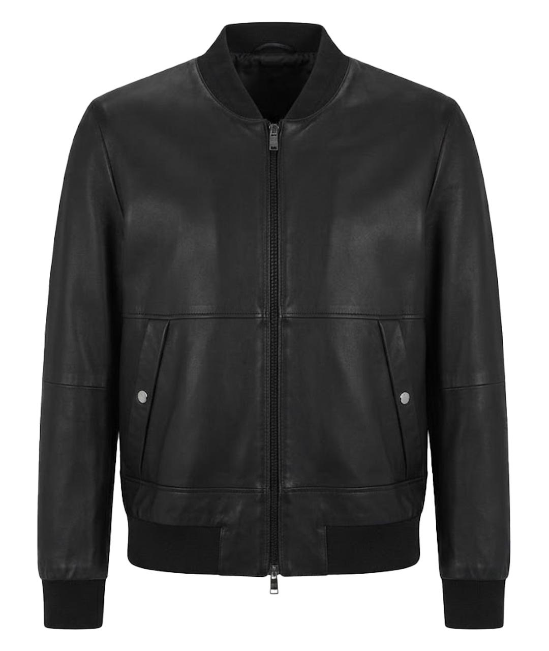 HUGO BOSS Черная кожаная куртка, фото 1