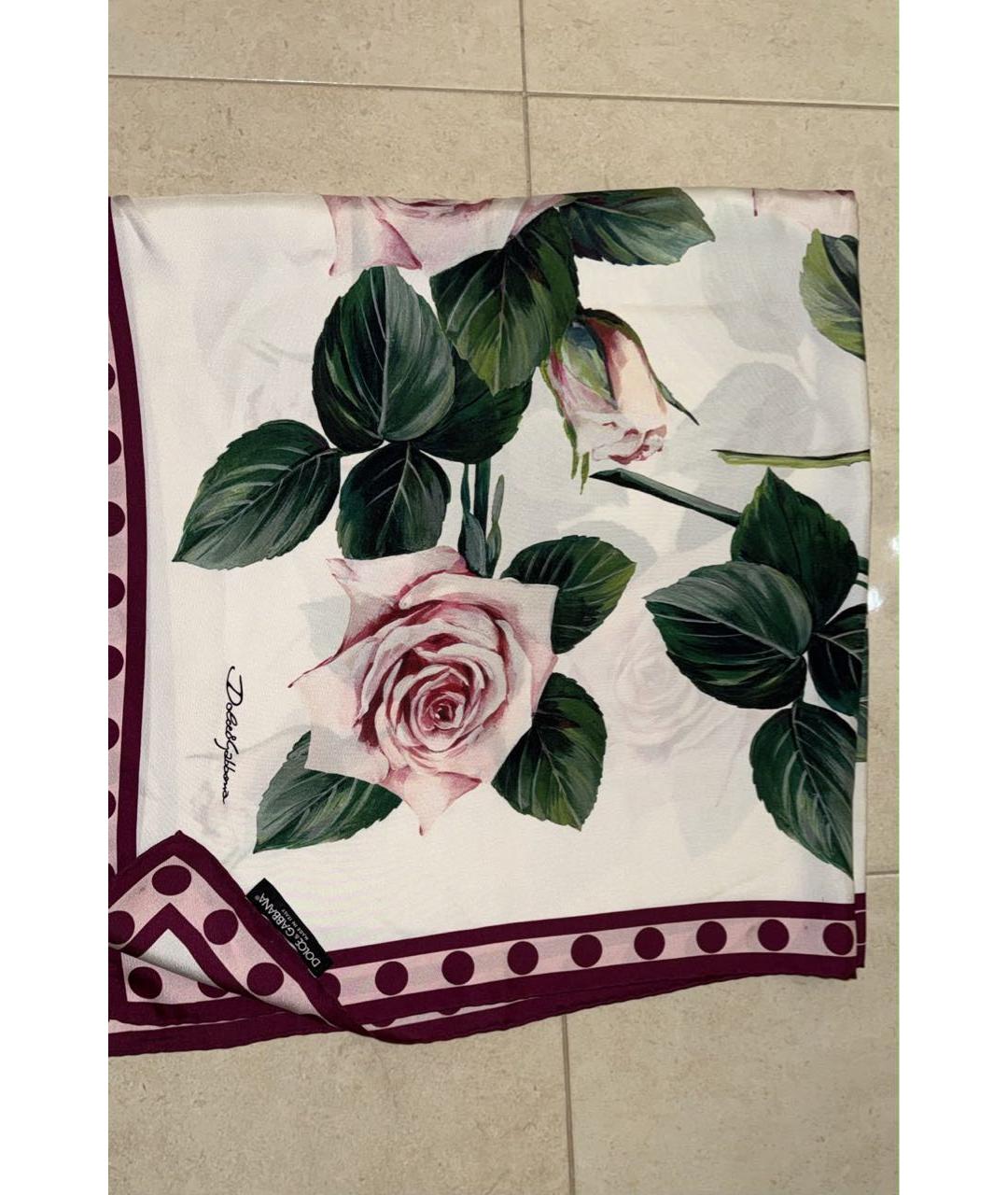 DOLCE&GABBANA Белый шелковый платок, фото 2