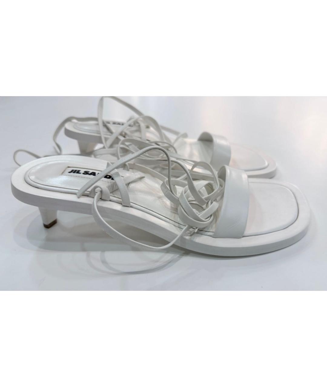 JIL SANDER Белые кожаные босоножки, фото 9