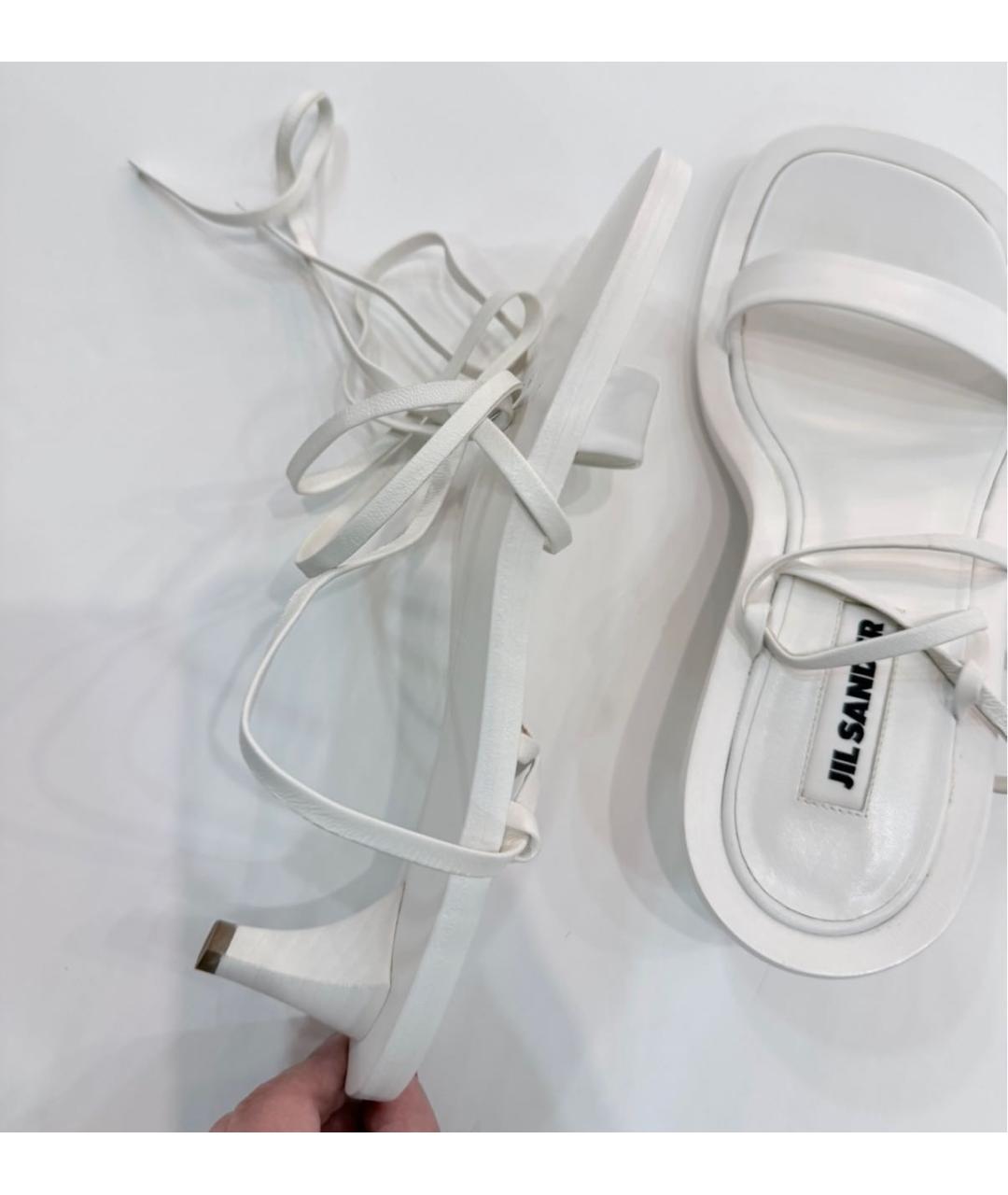 JIL SANDER Белые кожаные босоножки, фото 4
