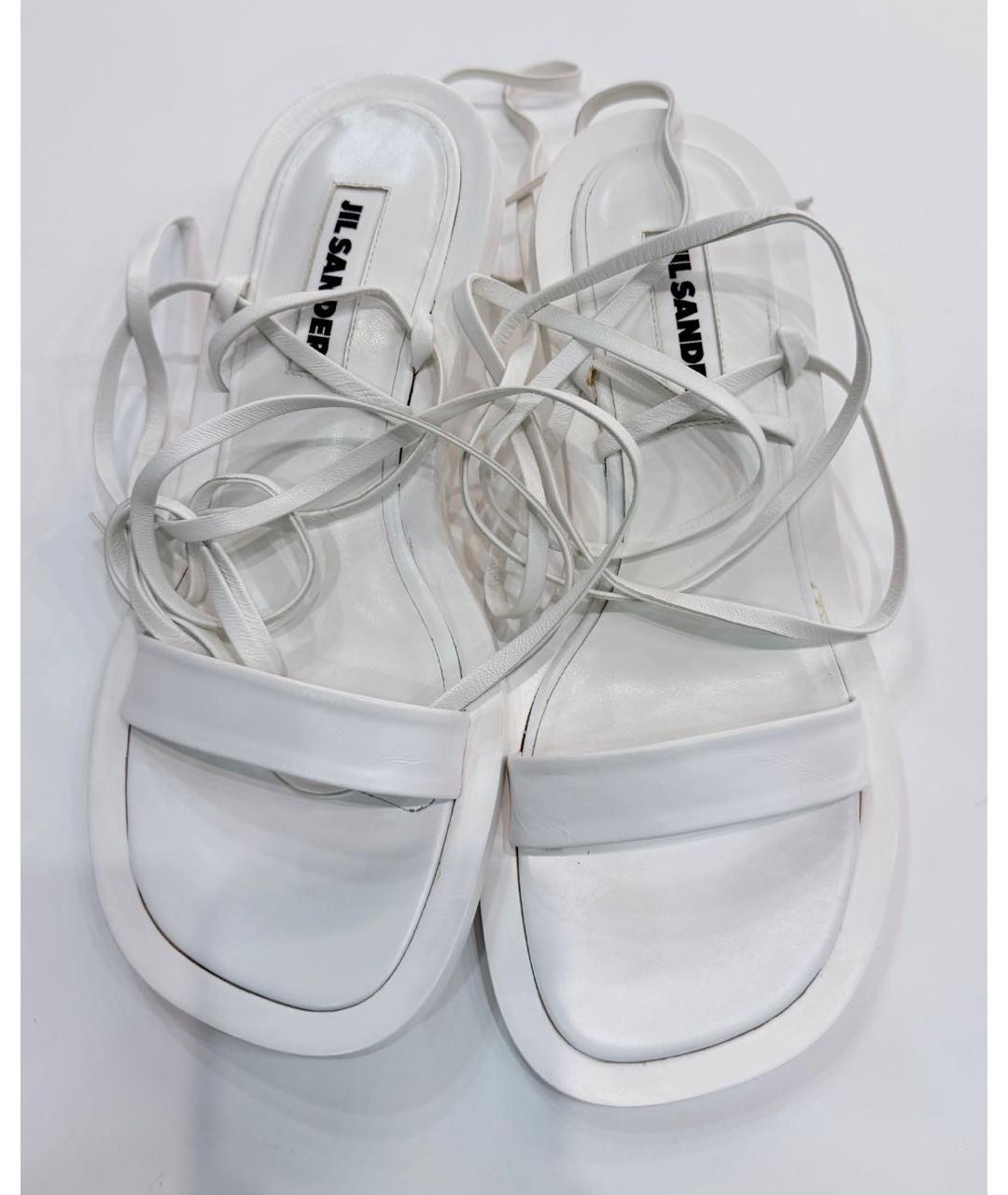 JIL SANDER Белые кожаные босоножки, фото 2