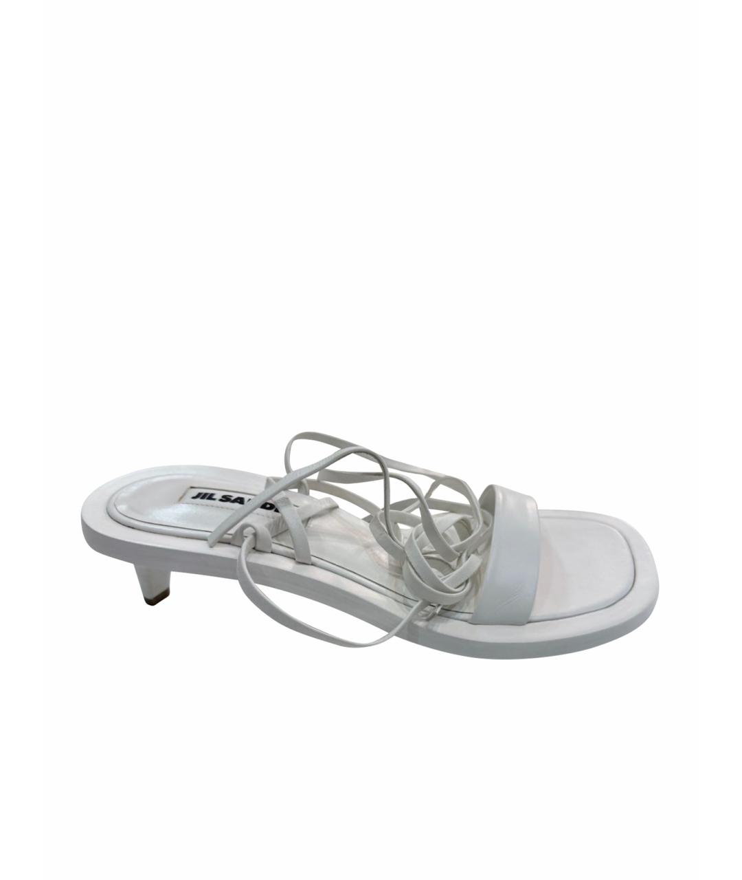 JIL SANDER Белые кожаные босоножки, фото 1