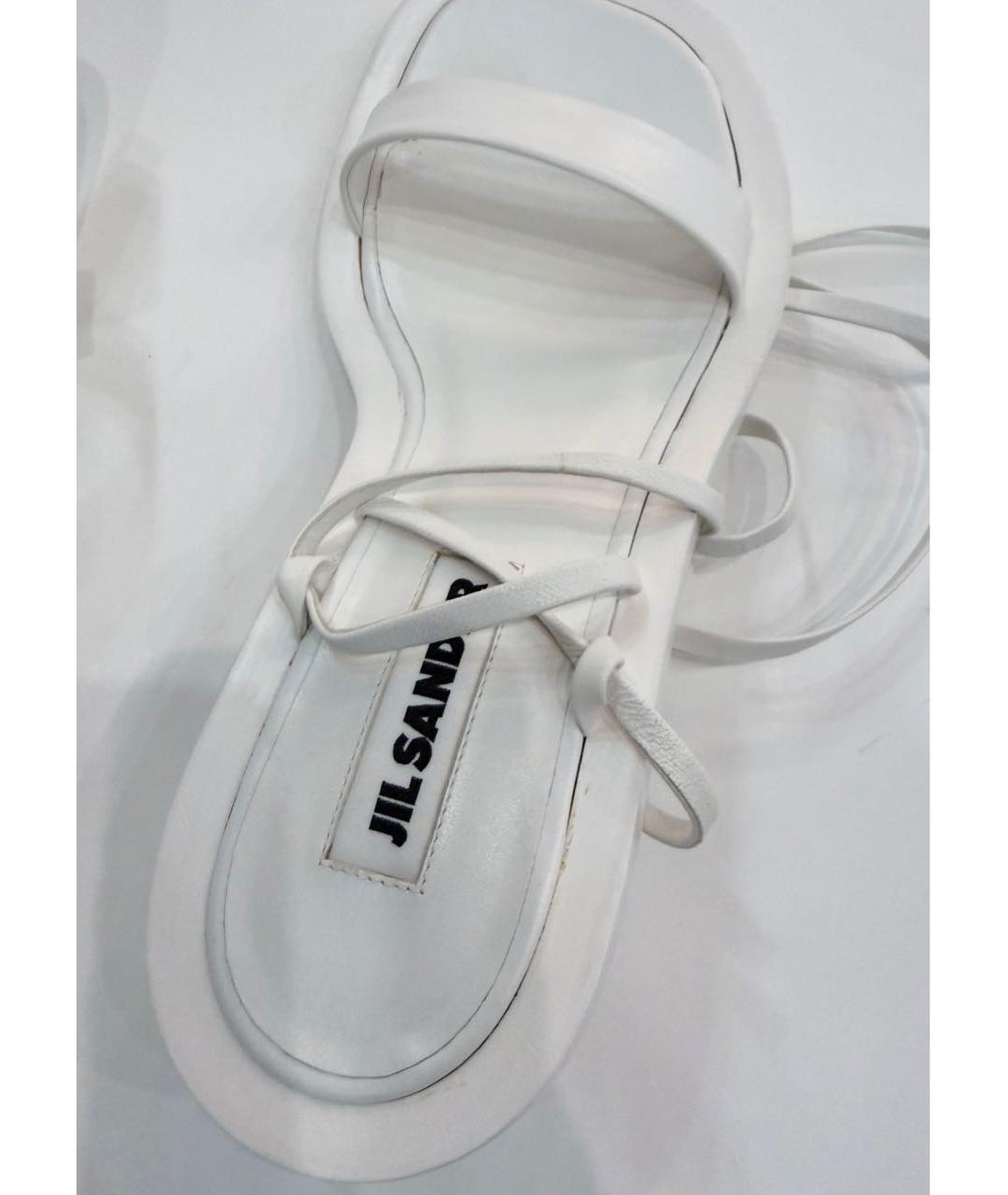 JIL SANDER Белые кожаные босоножки, фото 7