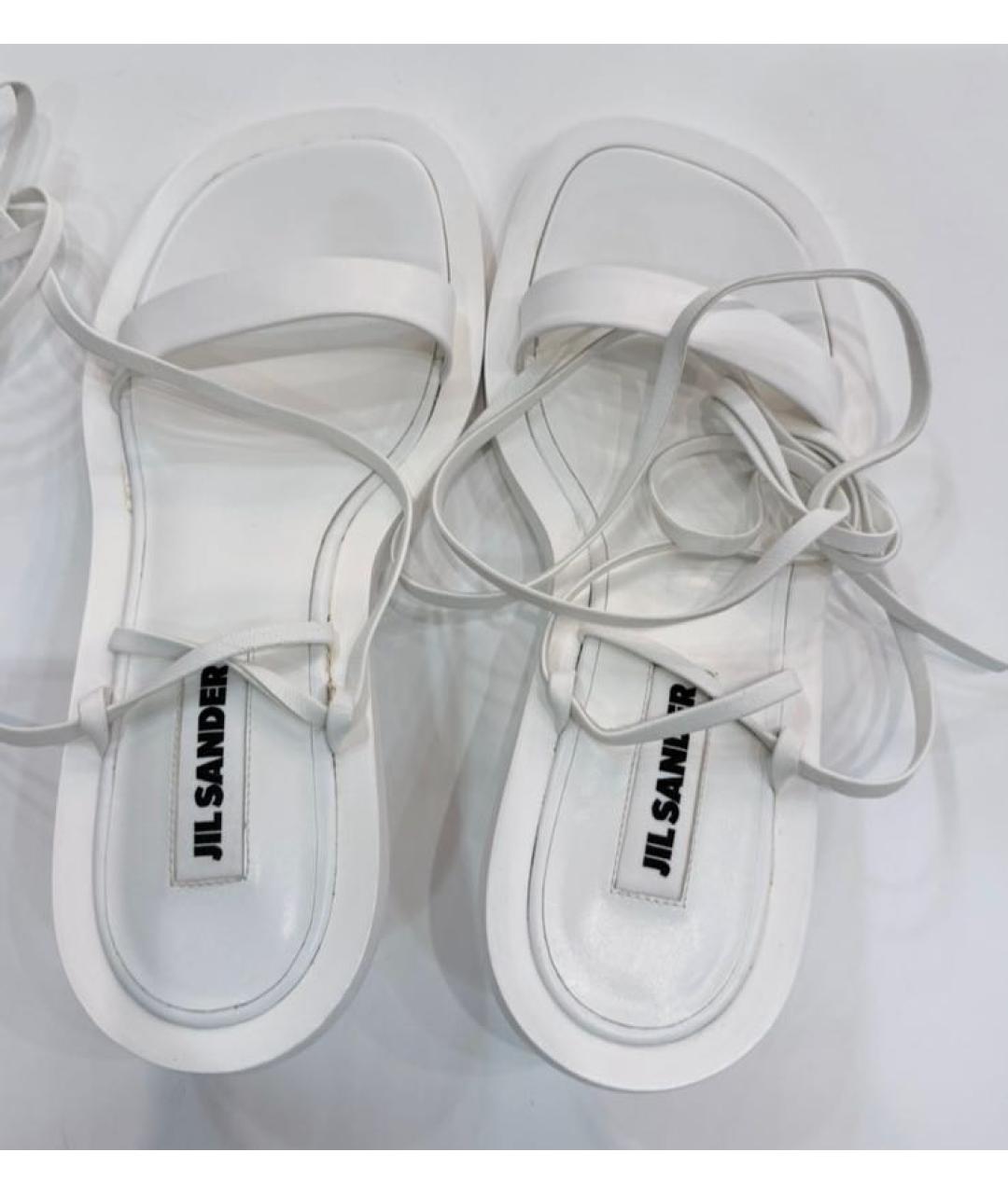 JIL SANDER Белые кожаные босоножки, фото 3
