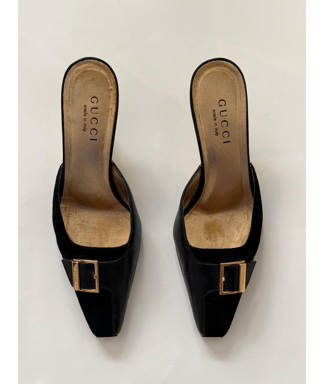 GUCCI Черные кожаные мюли, фото 2