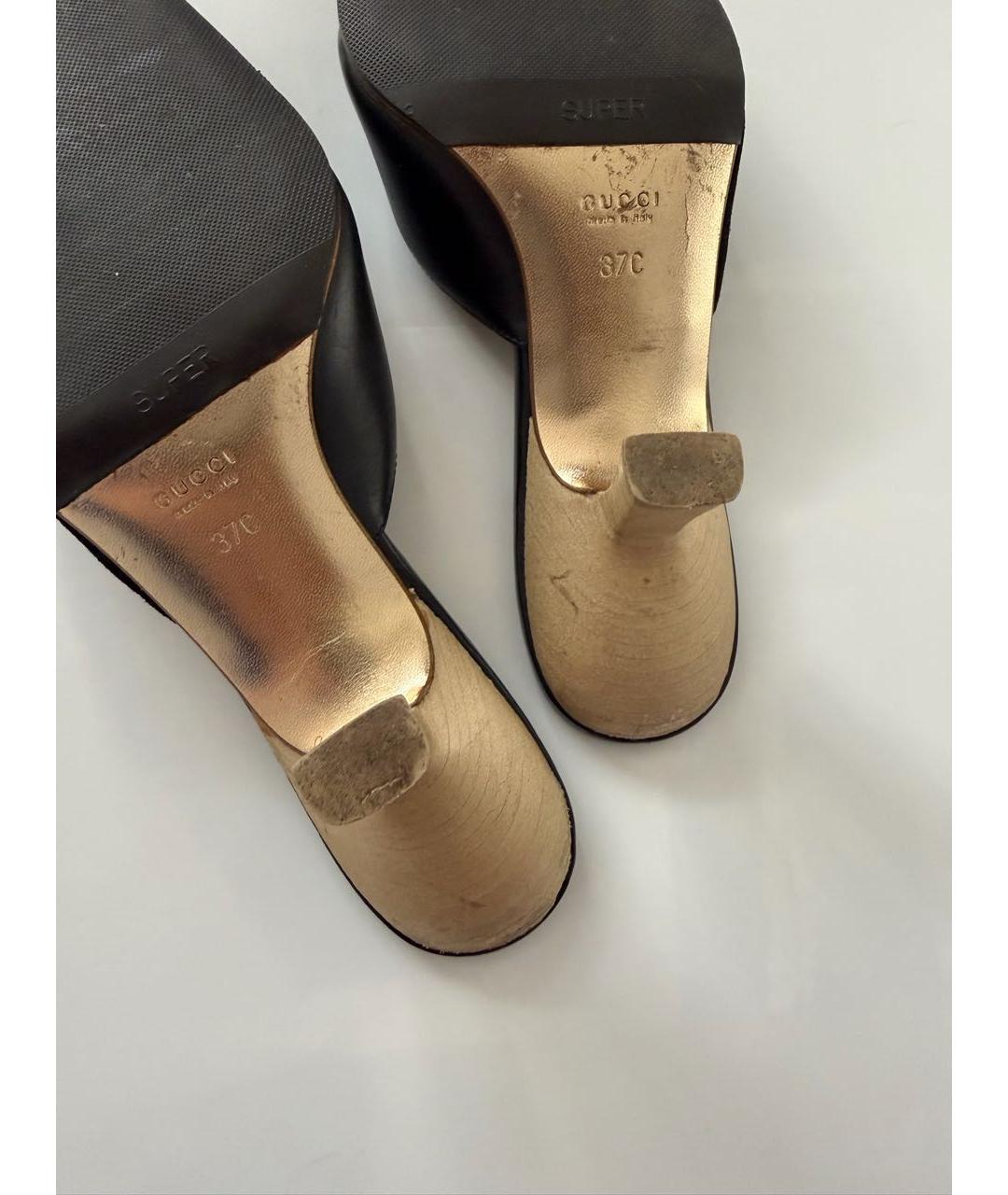 GUCCI Черные кожаные мюли, фото 8