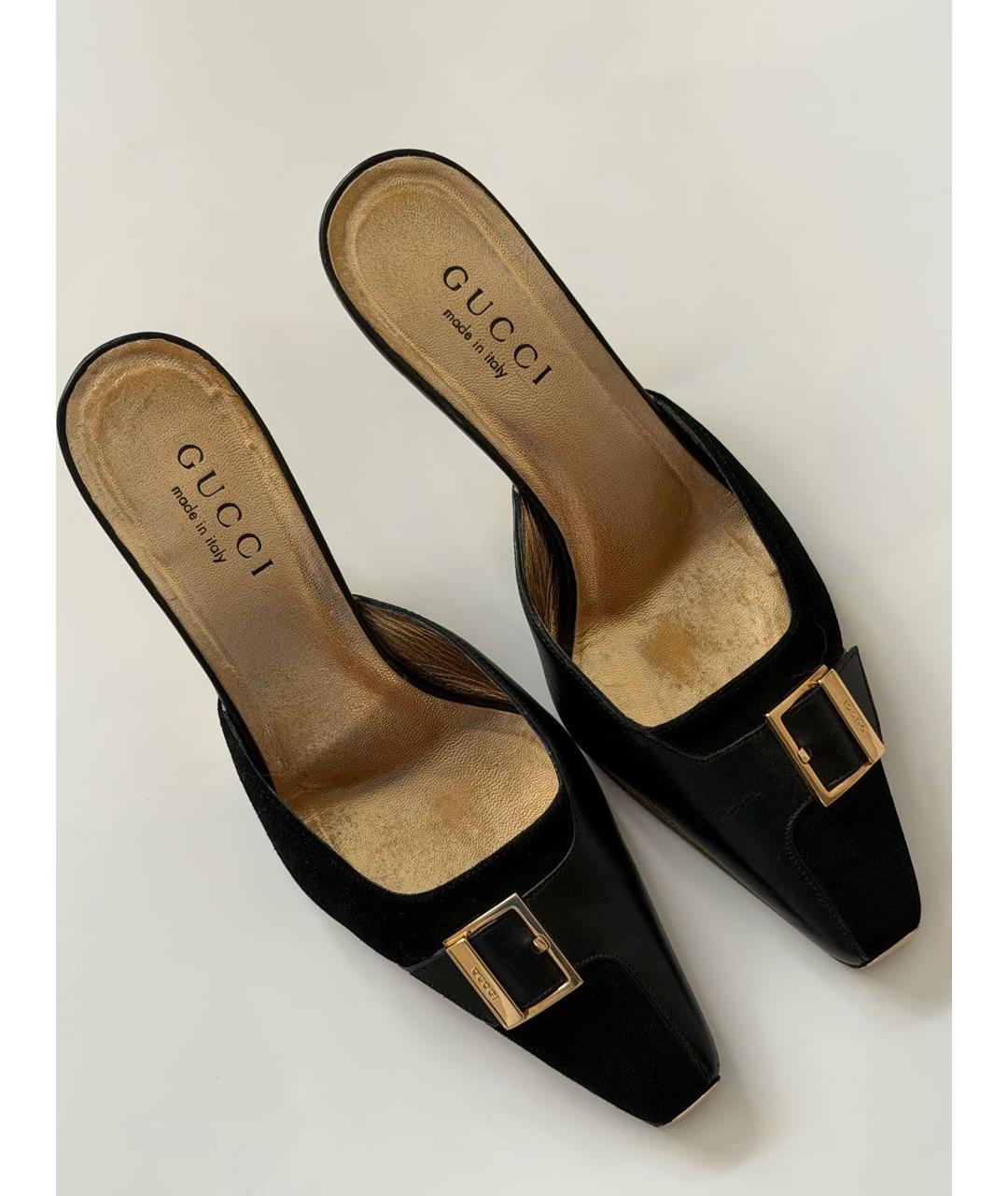 GUCCI Черные кожаные мюли, фото 3
