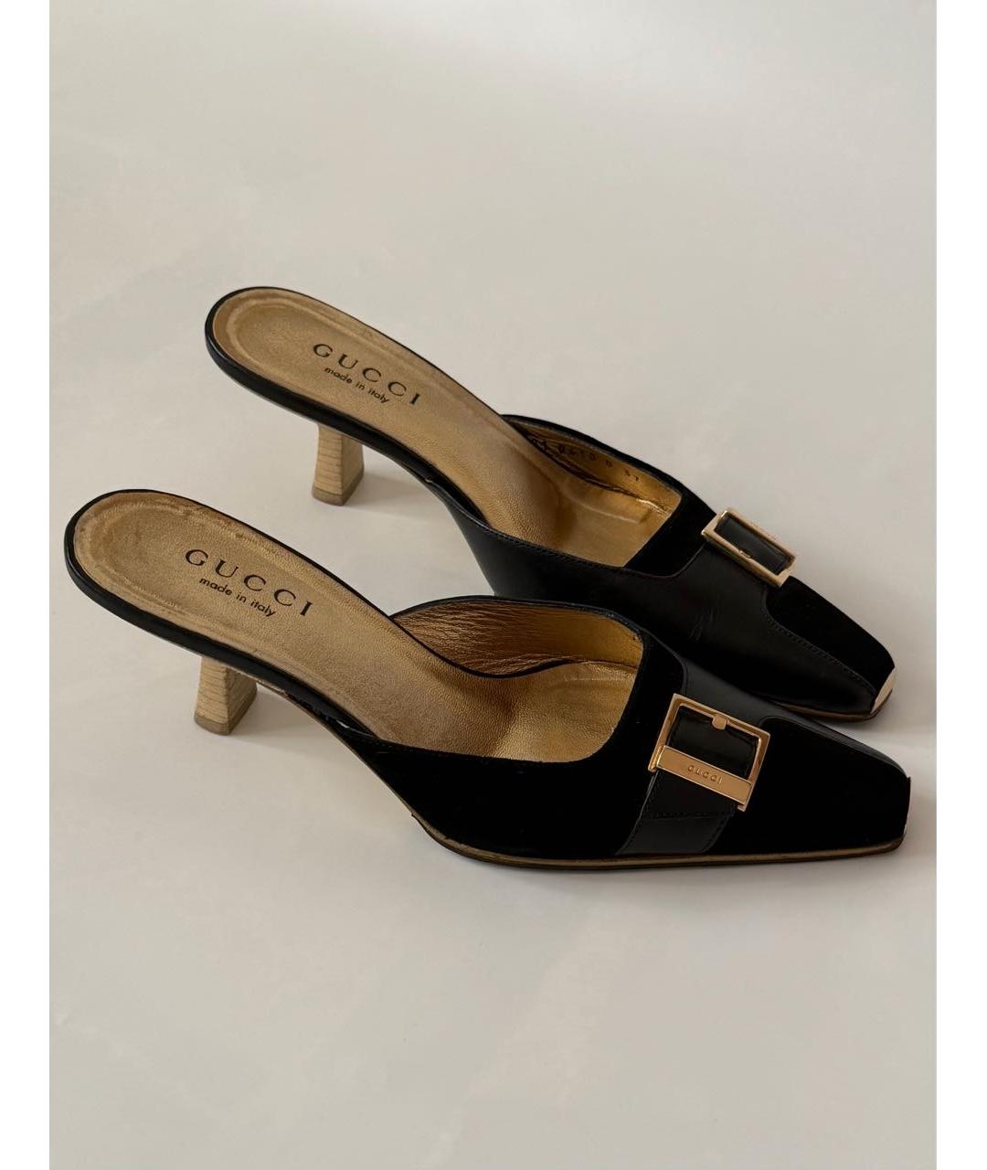 GUCCI Черные кожаные мюли, фото 5