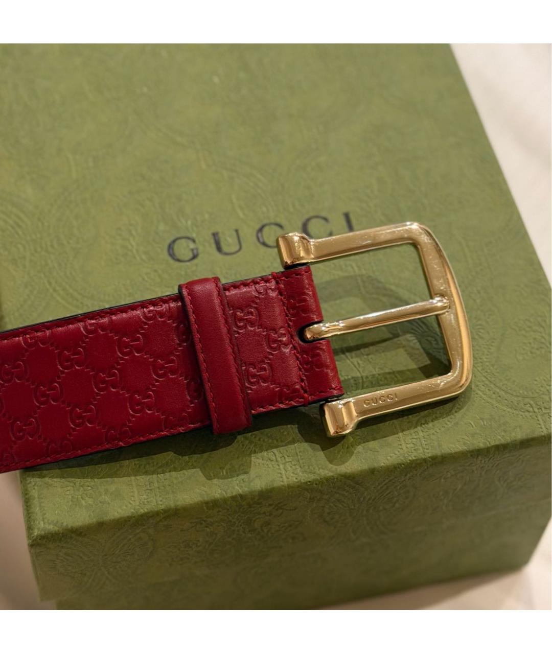 GUCCI Красный кожаный ремень, фото 4