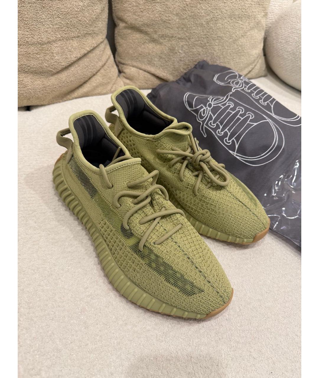 ADIDAS YEEZY Зеленые текстильные низкие кроссовки / кеды, фото 6