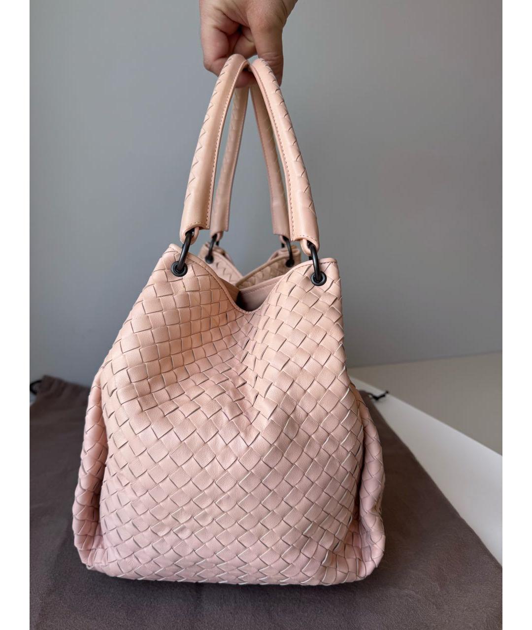 BOTTEGA VENETA Розовая кожаная сумка с короткими ручками, фото 5