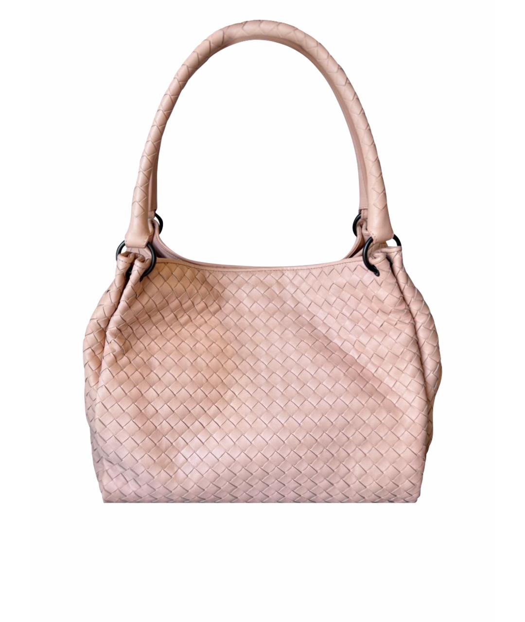 BOTTEGA VENETA Розовая кожаная сумка с короткими ручками, фото 1