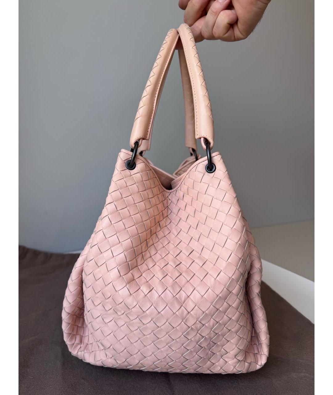 BOTTEGA VENETA Розовая кожаная сумка с короткими ручками, фото 4