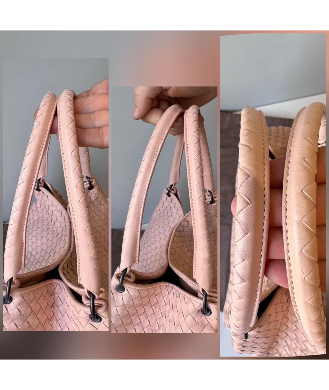 BOTTEGA VENETA Розовая кожаная сумка с короткими ручками, фото 8