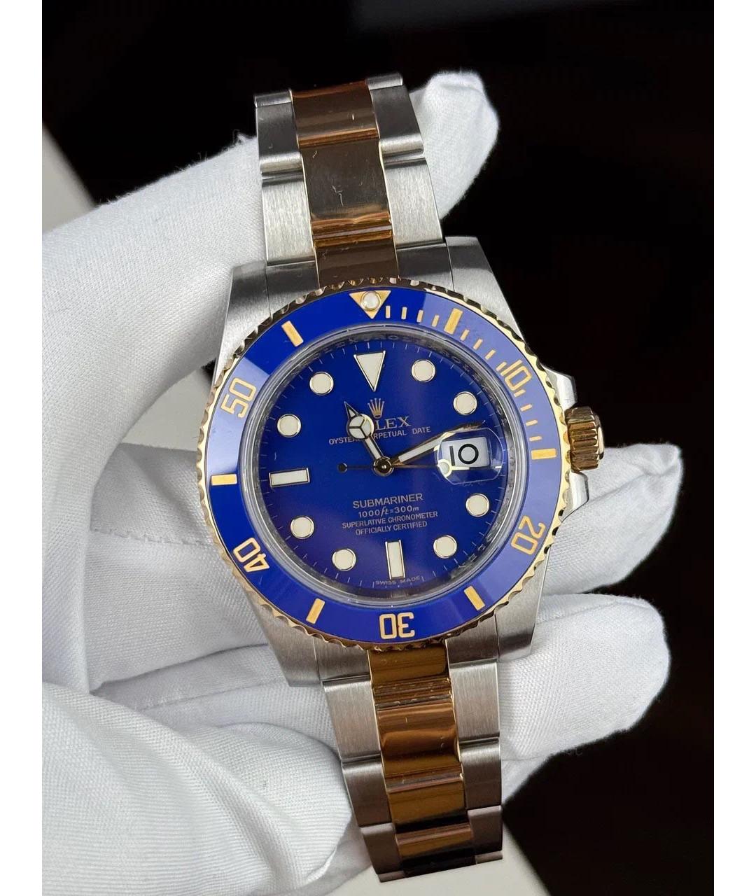 ROLEX Синие часы из желтого золота, фото 2