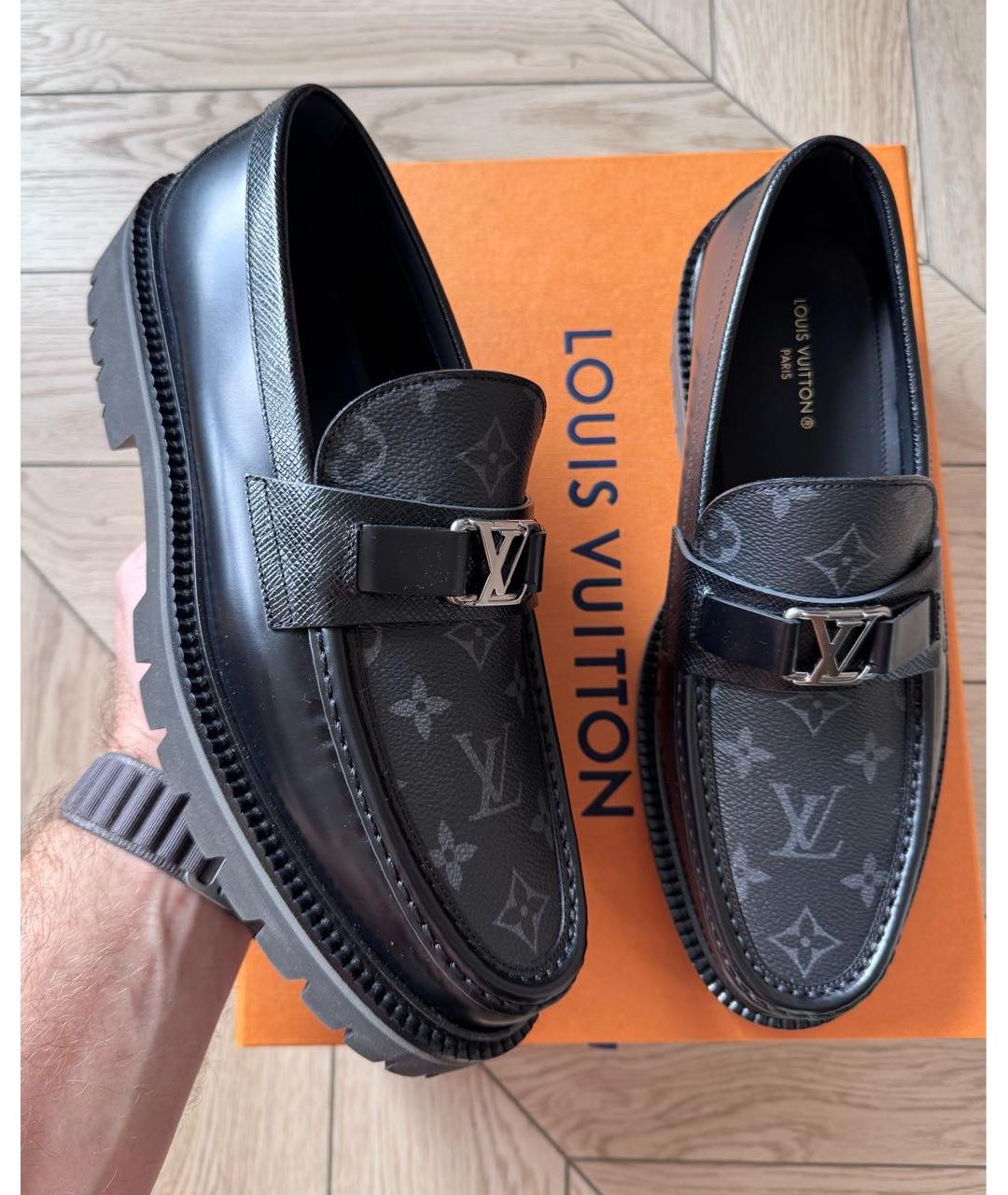 LOUIS VUITTON Черные кожаные лоферы, фото 2