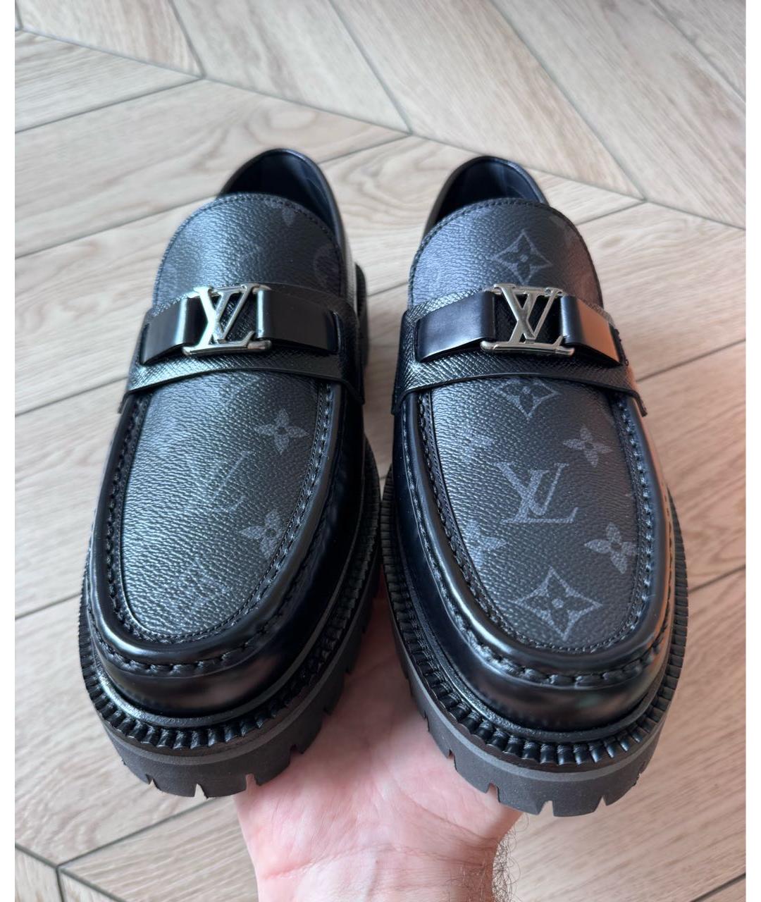 LOUIS VUITTON Черные кожаные лоферы, фото 4