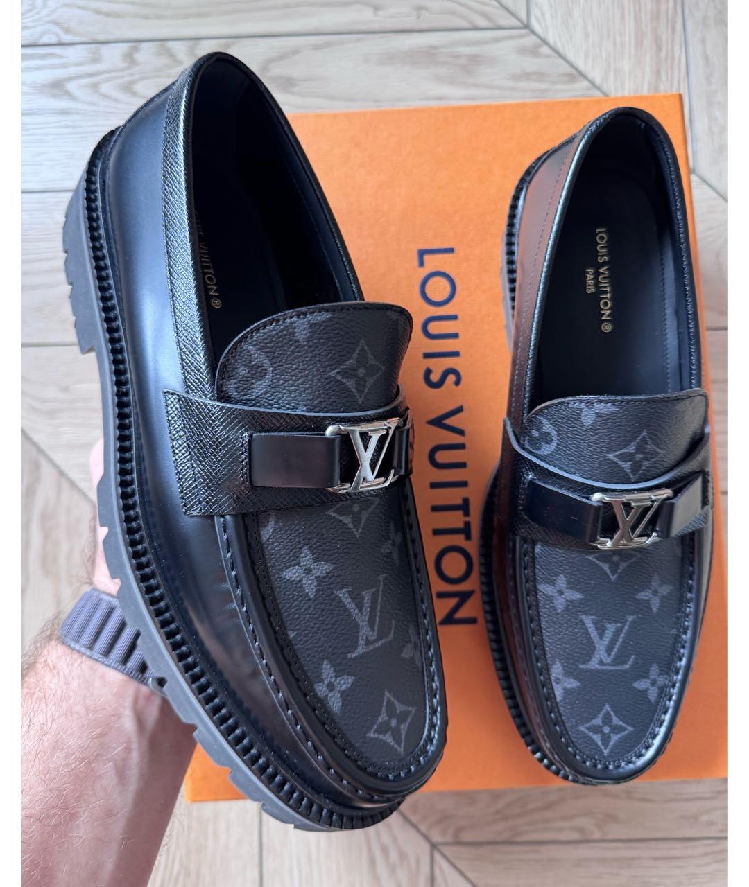 LOUIS VUITTON Черные кожаные лоферы, фото 3