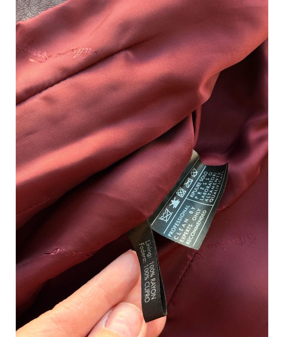 FERRAGAMO Бордовая кожаная куртка, фото 8