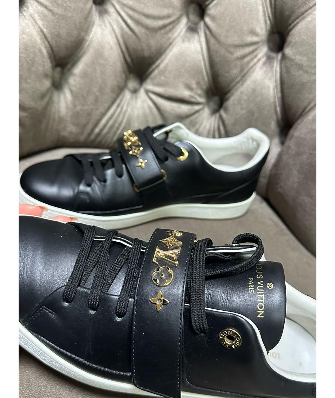 LOUIS VUITTON Черные кожаные кеды, фото 4