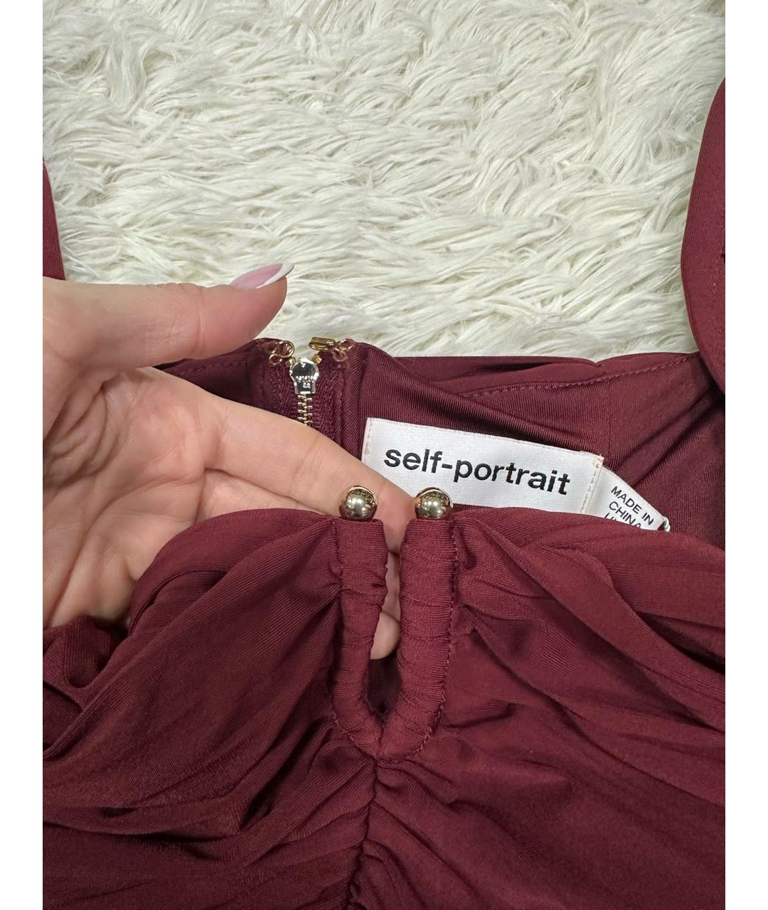 SELF-PORTRAIT Бордовая блузы, фото 4