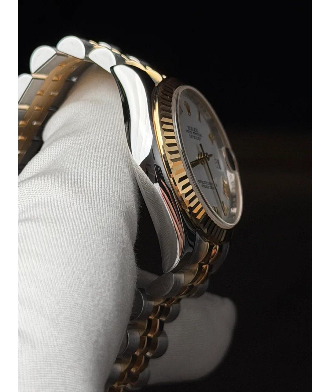 ROLEX Белые часы из желтого золота, фото 4