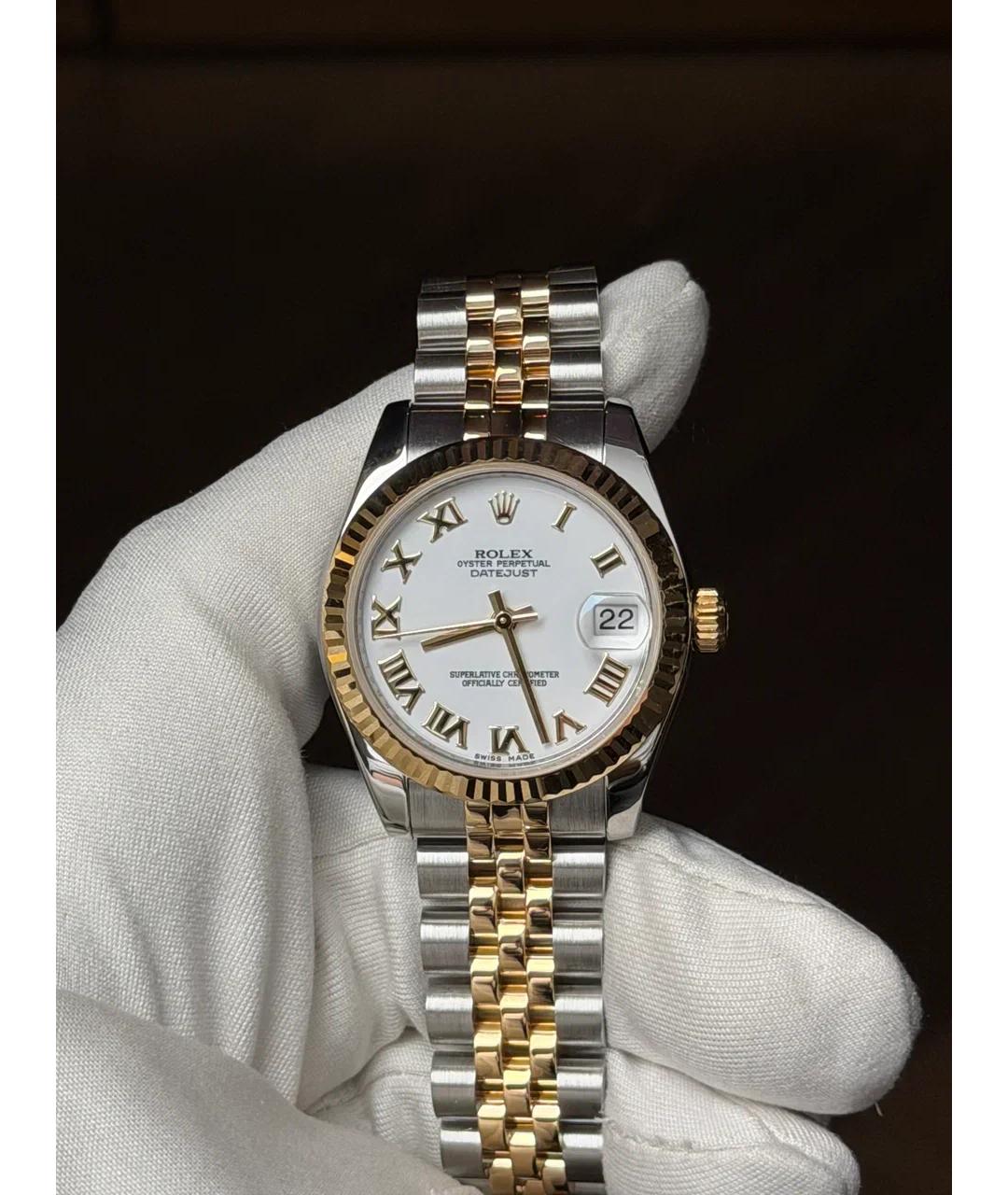 ROLEX Белые часы из желтого золота, фото 2