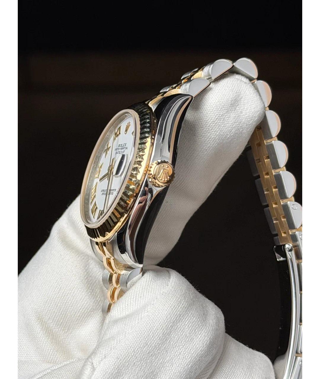 ROLEX Белые часы из желтого золота, фото 3