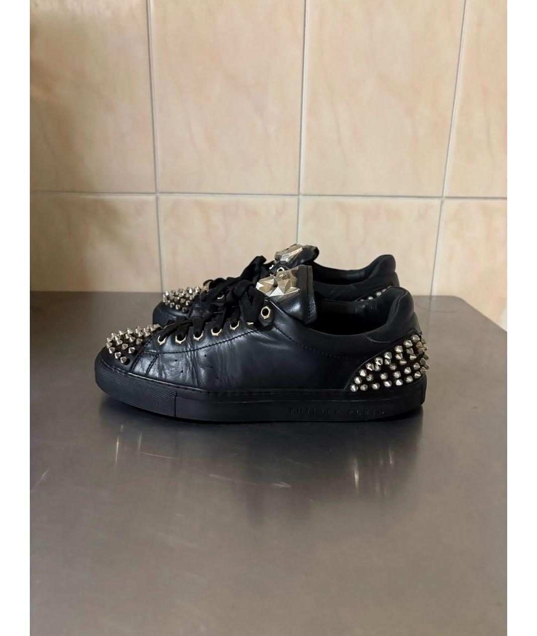 PHILIPP PLEIN Черные кожаные кеды, фото 9