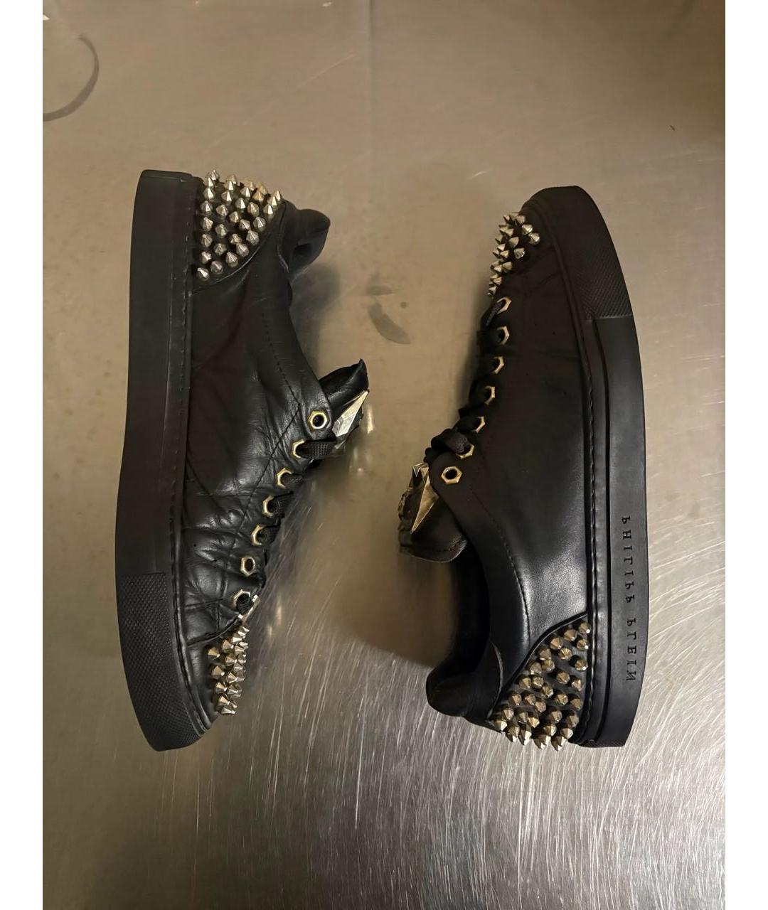 PHILIPP PLEIN Черные кожаные кеды, фото 5