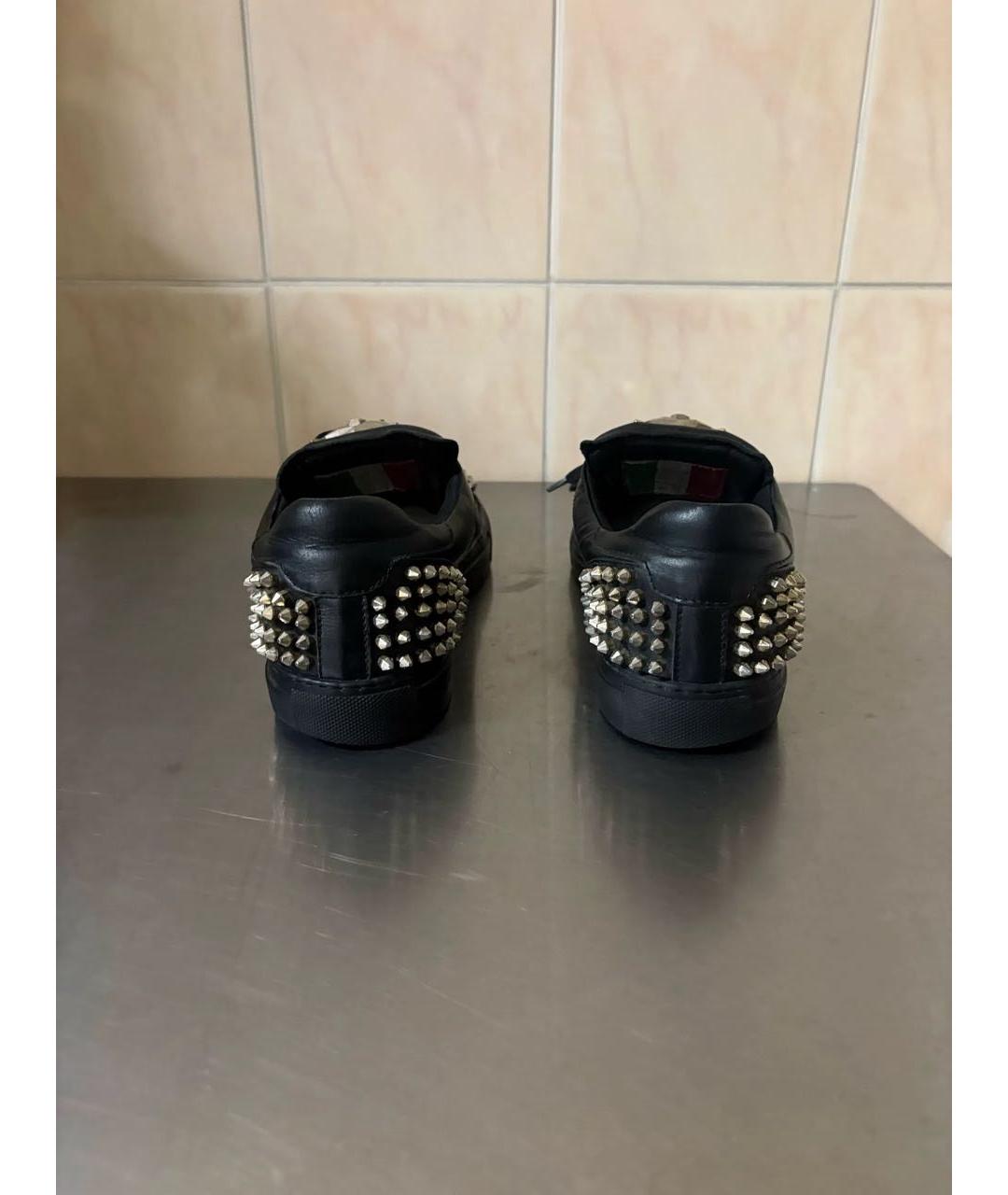 PHILIPP PLEIN Черные кожаные кеды, фото 4