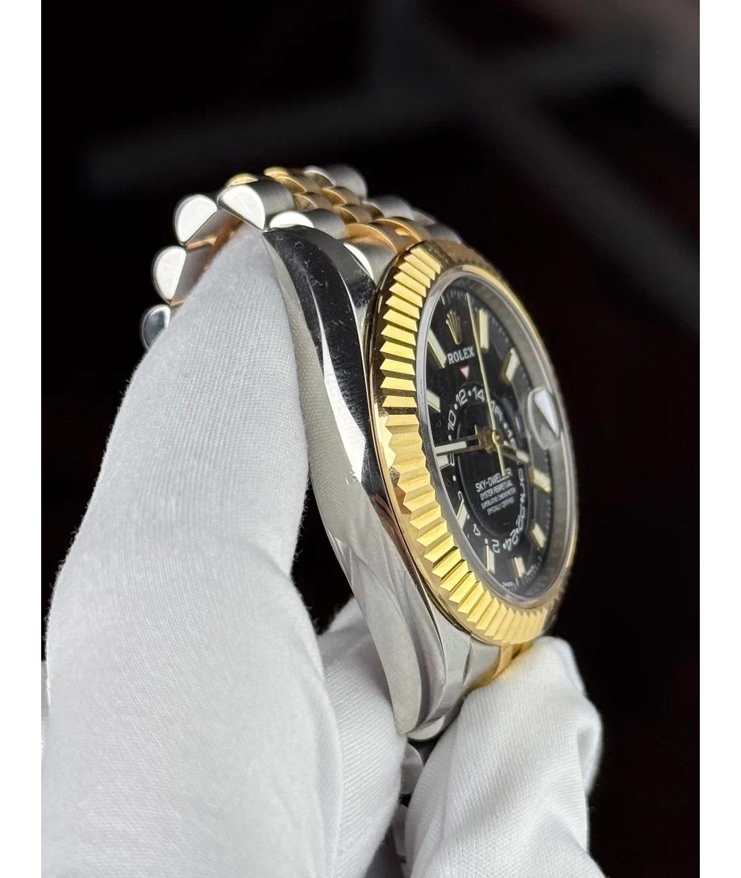 ROLEX Черные часы из желтого золота, фото 4