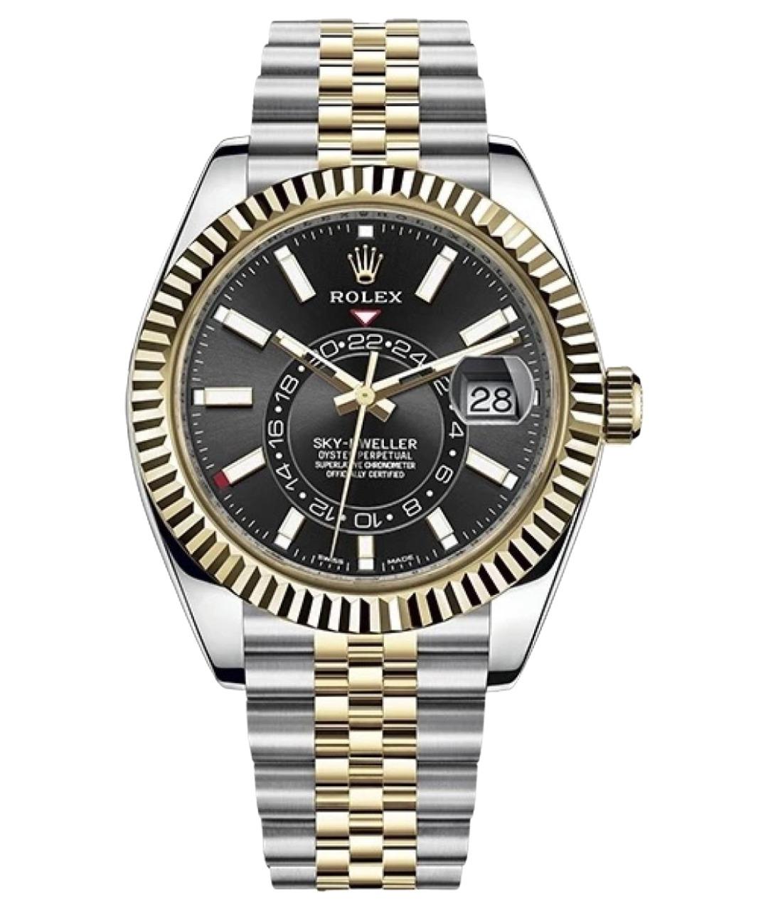 ROLEX Черные часы из желтого золота, фото 1