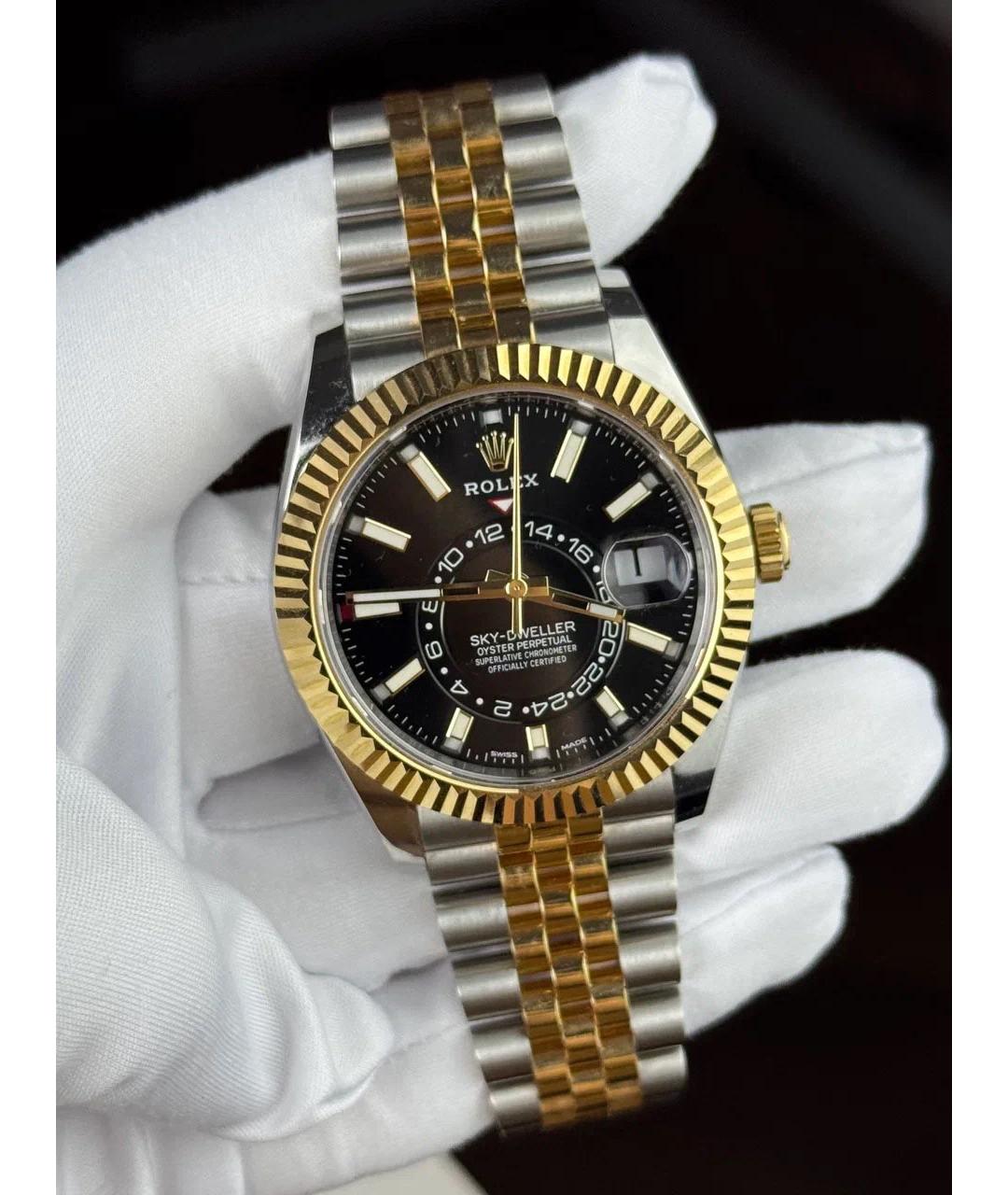 ROLEX Черные часы из желтого золота, фото 2