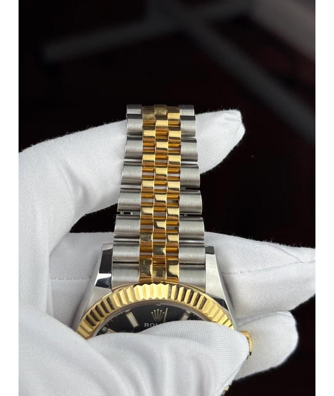 ROLEX Черные часы из желтого золота, фото 5