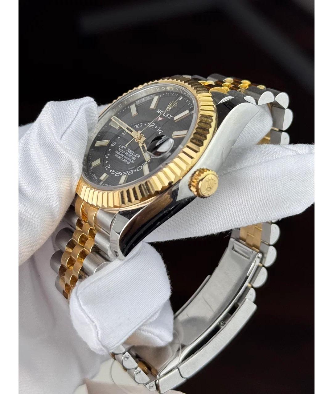 ROLEX Черные часы из желтого золота, фото 3