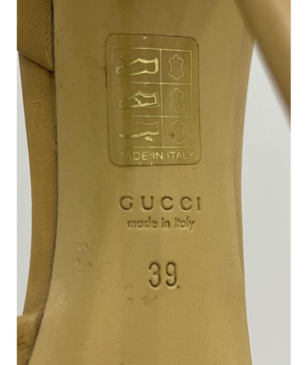GUCCI Бежевые кожаные туфли, фото 6