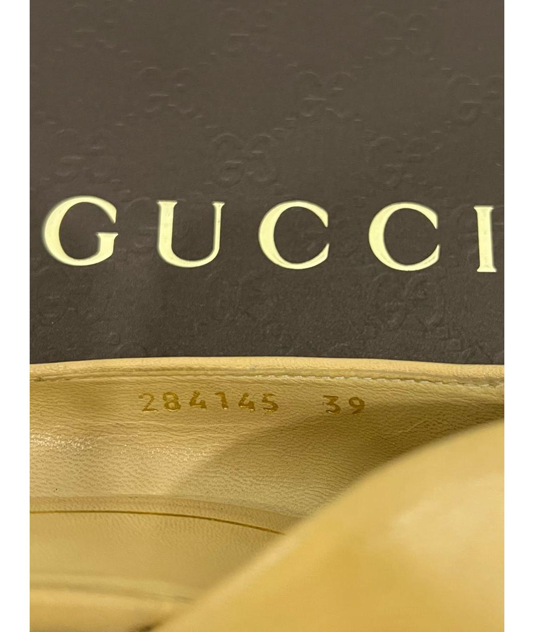 GUCCI Бежевые кожаные туфли, фото 7