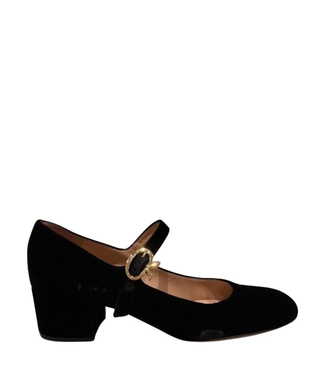 GIANVITO ROSSI Черные бархатные туфли, фото 1