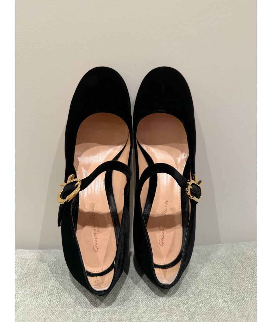 GIANVITO ROSSI Черные бархатные туфли, фото 8