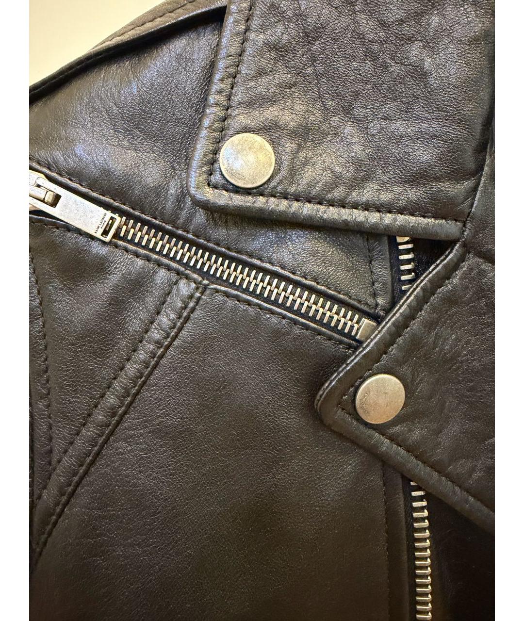 SAINT LAURENT Черная кожаная куртка, фото 4