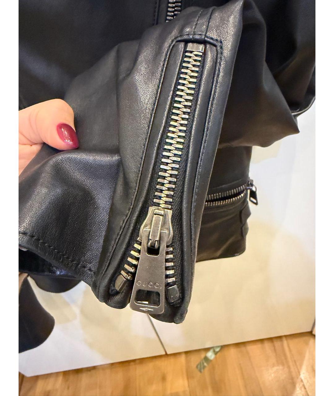 GUCCI Черная кожаная куртка, фото 5