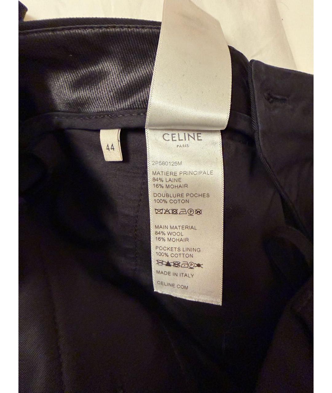 CELINE Черные шерстяные брюки широкие, фото 7