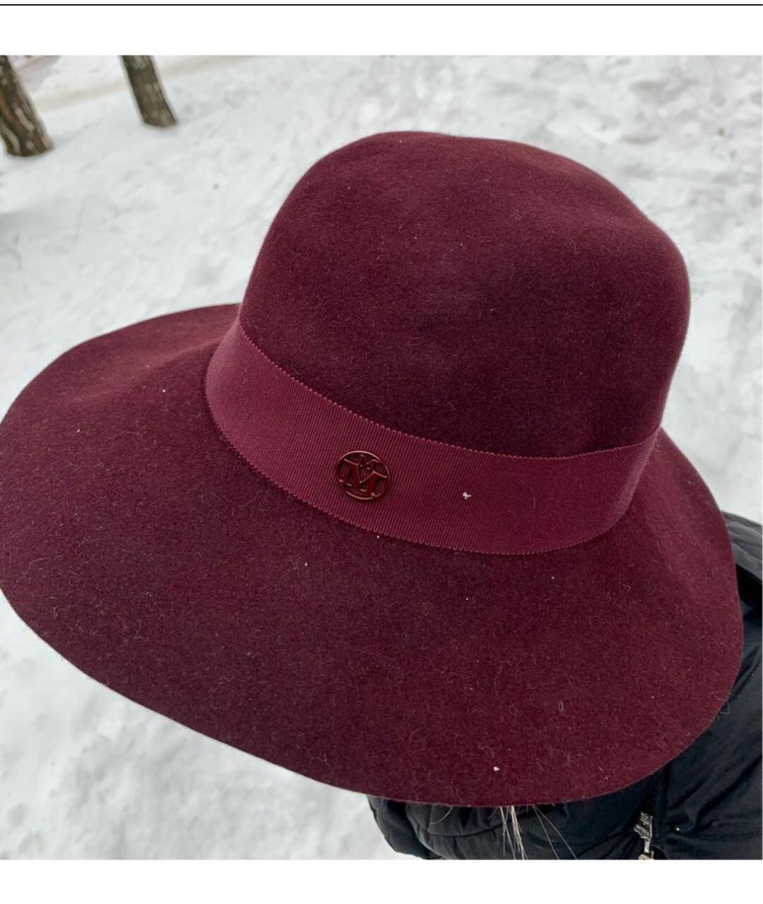 MAISON MICHEL Бордовая шерстяная шляпа, фото 3