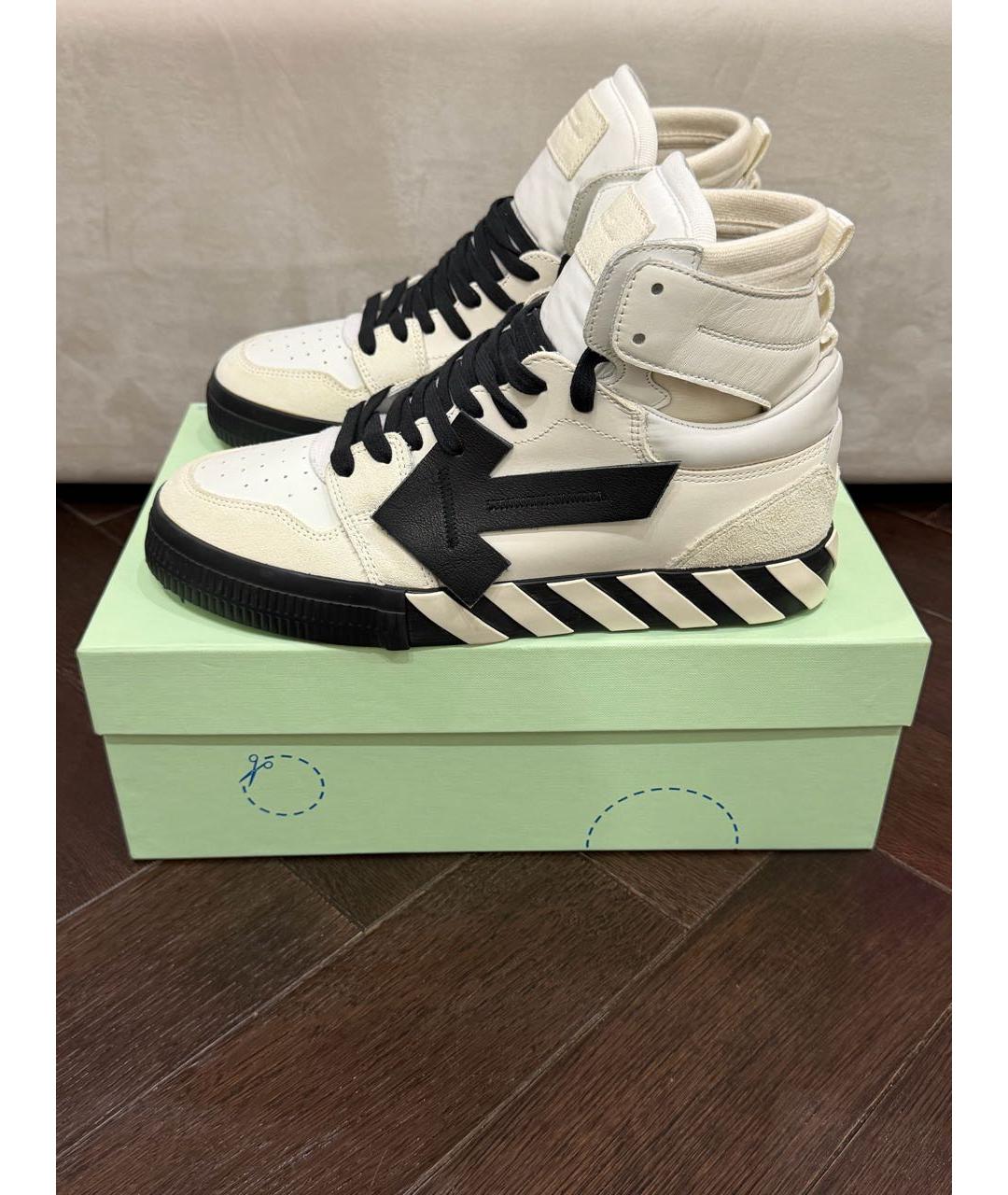 OFF-WHITE Белые кожаные высокие кроссовки / кеды, фото 7