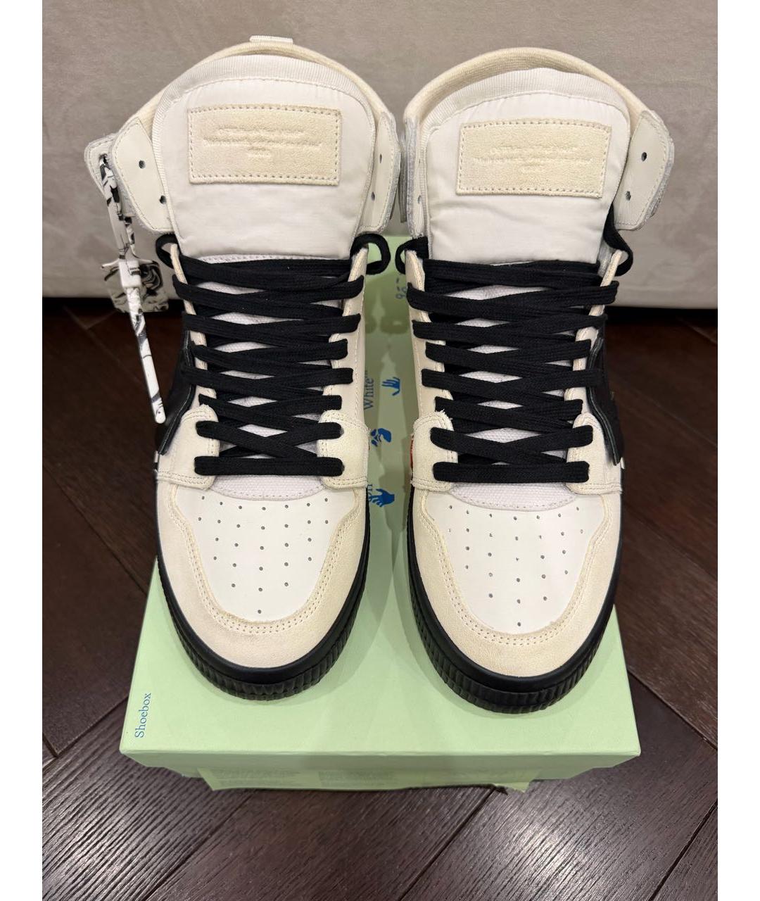OFF-WHITE Белые кожаные высокие кроссовки / кеды, фото 5