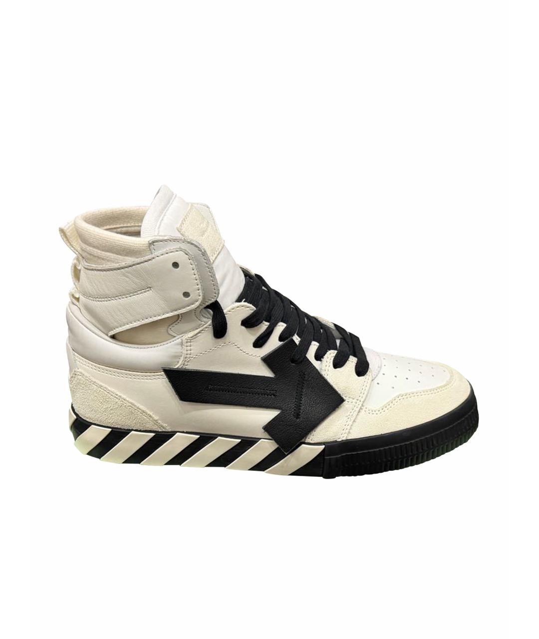 OFF-WHITE Белые кожаные высокие кроссовки / кеды, фото 1