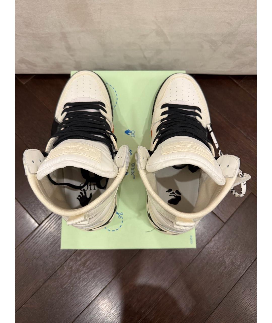 OFF-WHITE Белые кожаные высокие кроссовки / кеды, фото 2