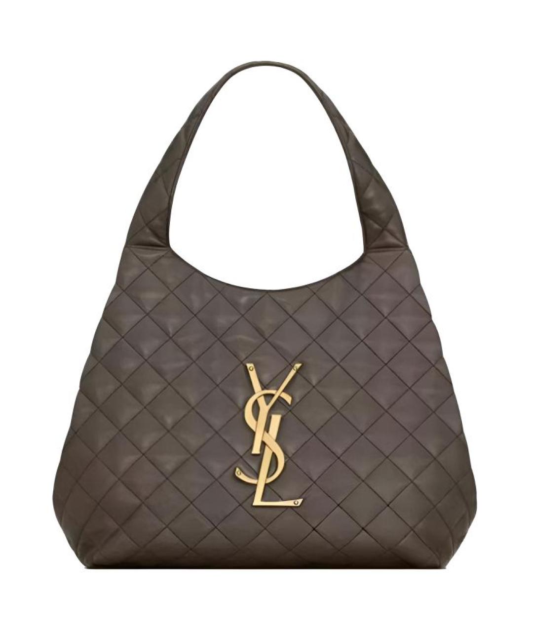 SAINT LAURENT Коричневая кожаная сумка через плечо, фото 2