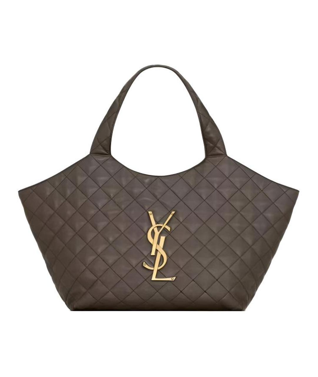 SAINT LAURENT Коричневая кожаная сумка через плечо, фото 3